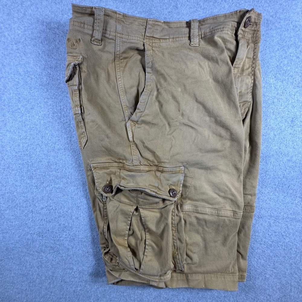 American Eagle Cargo Shorts Mens 38 Tan Extreme Flex Khaki Hiking Y2K Style - Picture 13 of 14